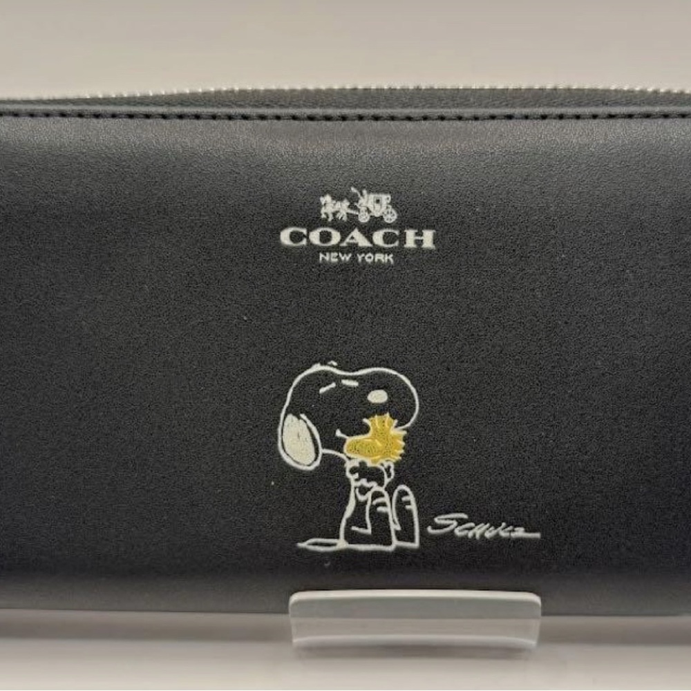 Coach Black Wallet with Snoopy Design